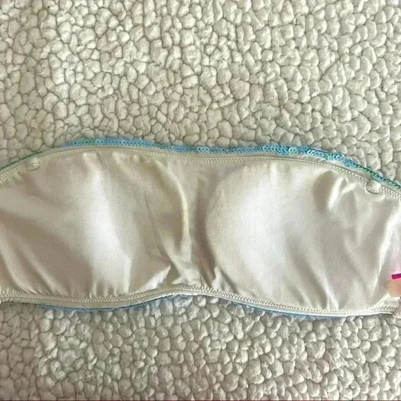 Victoria’s Secret Multicolored Pastel Embellish Tube Tie Back Bikini Top Size S - Picture 7 of 12